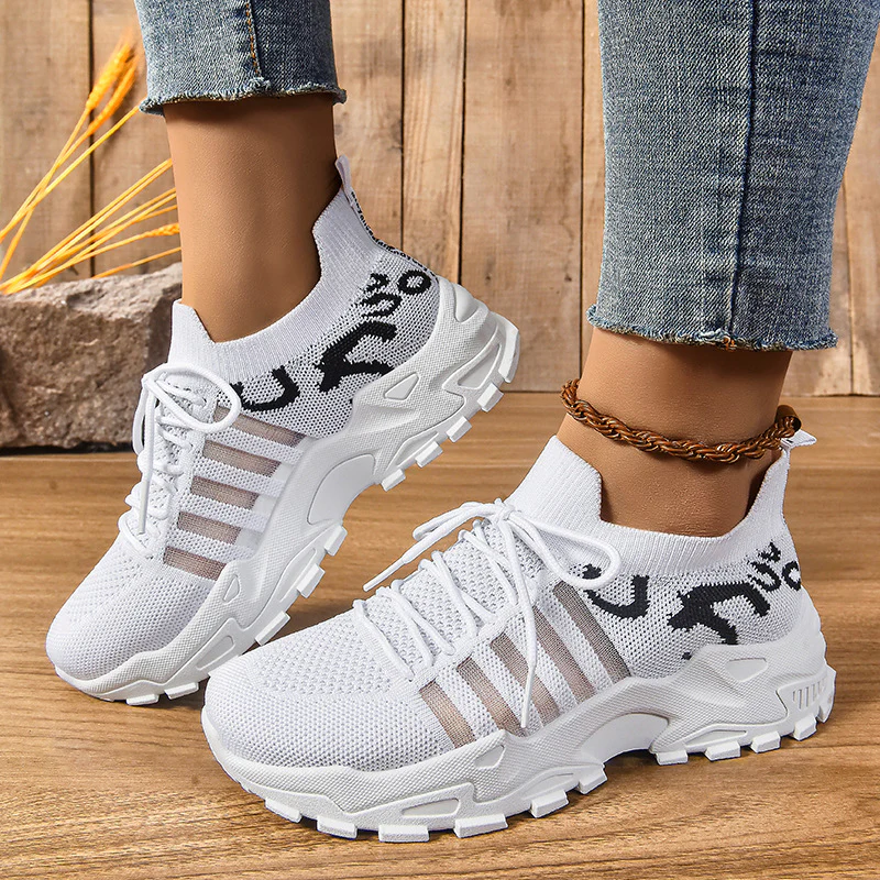 Women’s FlyStep Knit Sneakers – Leopard Print Lightweight Slip-On Shoes